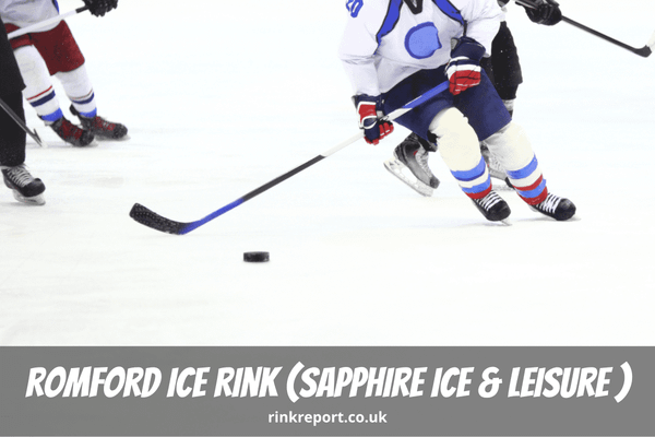 Romford Ice Rink Sapphire Ice And Leisure England UK Hockey Player Skating With Puck