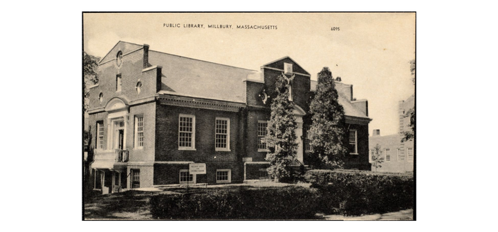 Undated photo of the Millbury Public Library. Photo courtesy Digital Commonwealth