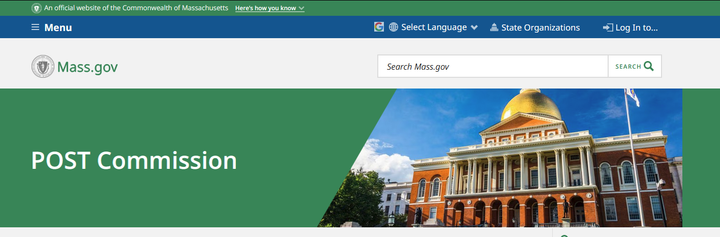 Header image of the POST Commission Website. 