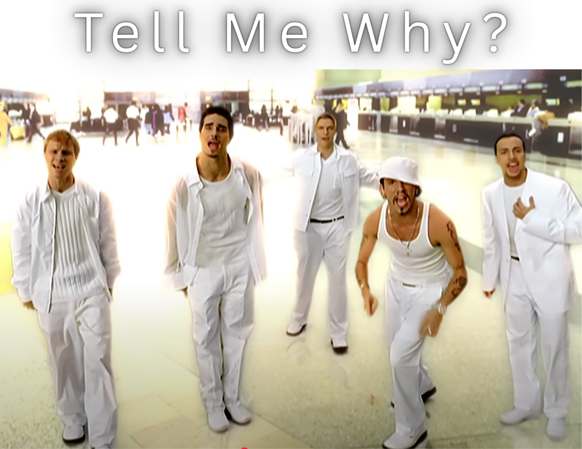 The Backstreet Boys from their music video "I Want It That Way".