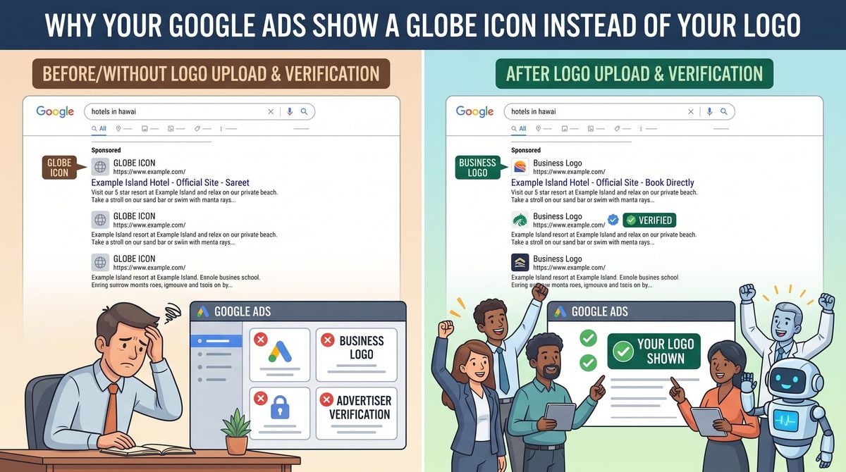 Why Your Google Ads Show a Globe Icon Instead of Your Logo