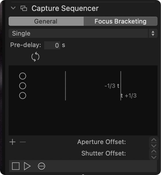 Capture Sequencer General tab showing 3-shot bracket