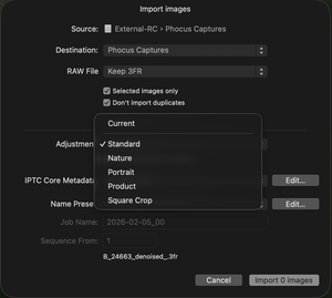 Phocus 4.2 Fixed Import Presets but Won't Tell You Which One It Applied!