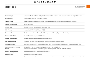 Hasselblad X2D 100C: RAW Bit Depth, Buffer, and Continuous Shooting Specs
