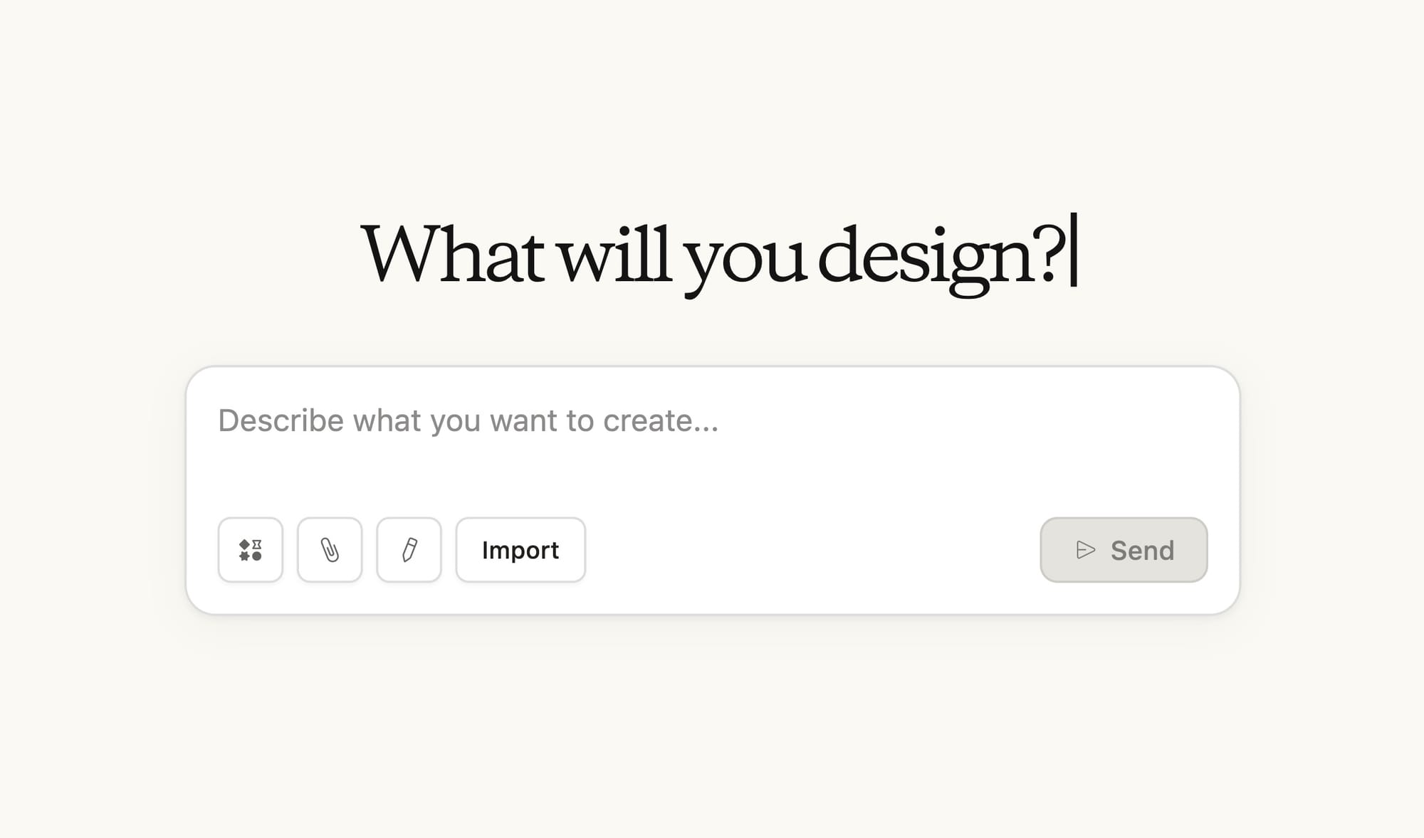 Claude Design Interface mit Text "What will you design?" und Eingabemaske für KI-generierte Design-Prototypen.