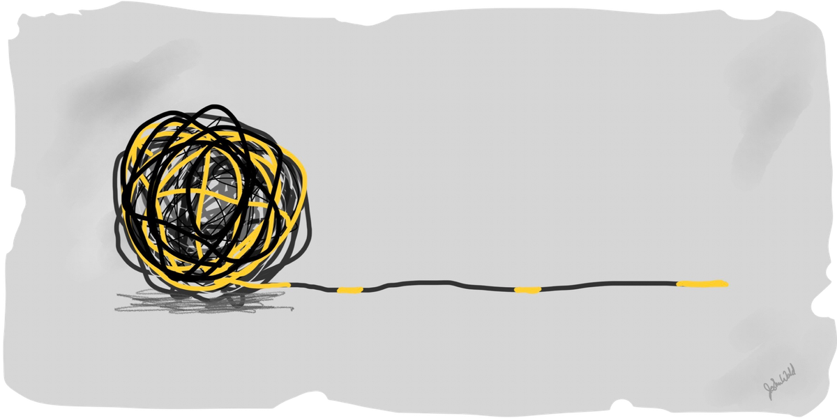 A ball of yarn unraveling