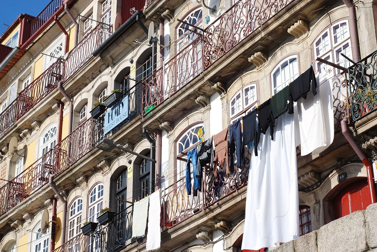 Facciata di edifici nel centro di porto