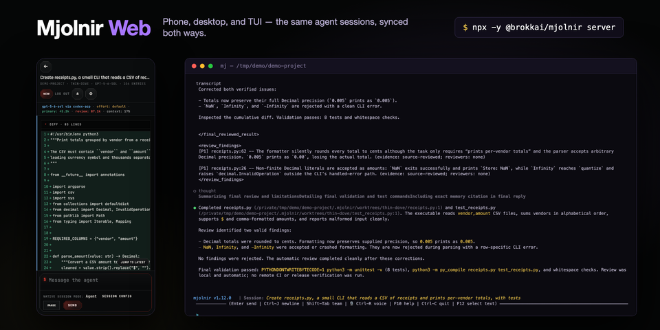 Mjolnir Web: Remote Agentic Coding with Tailscale Integration