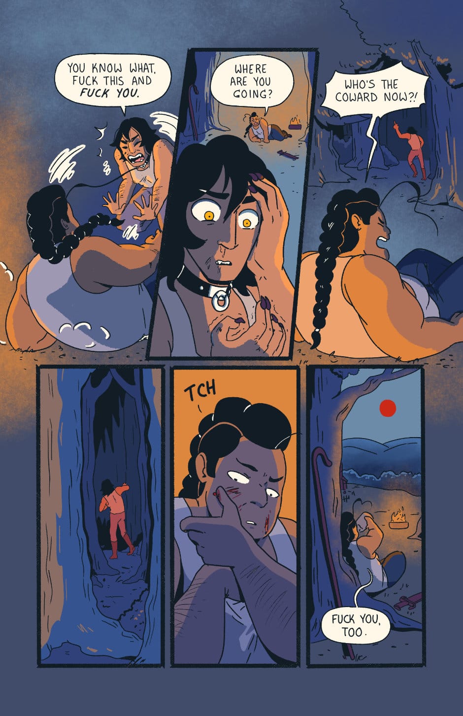 Wayne pushes Shep off her and retreats into the forest, leaving Shep to finish the whiskey by herself.