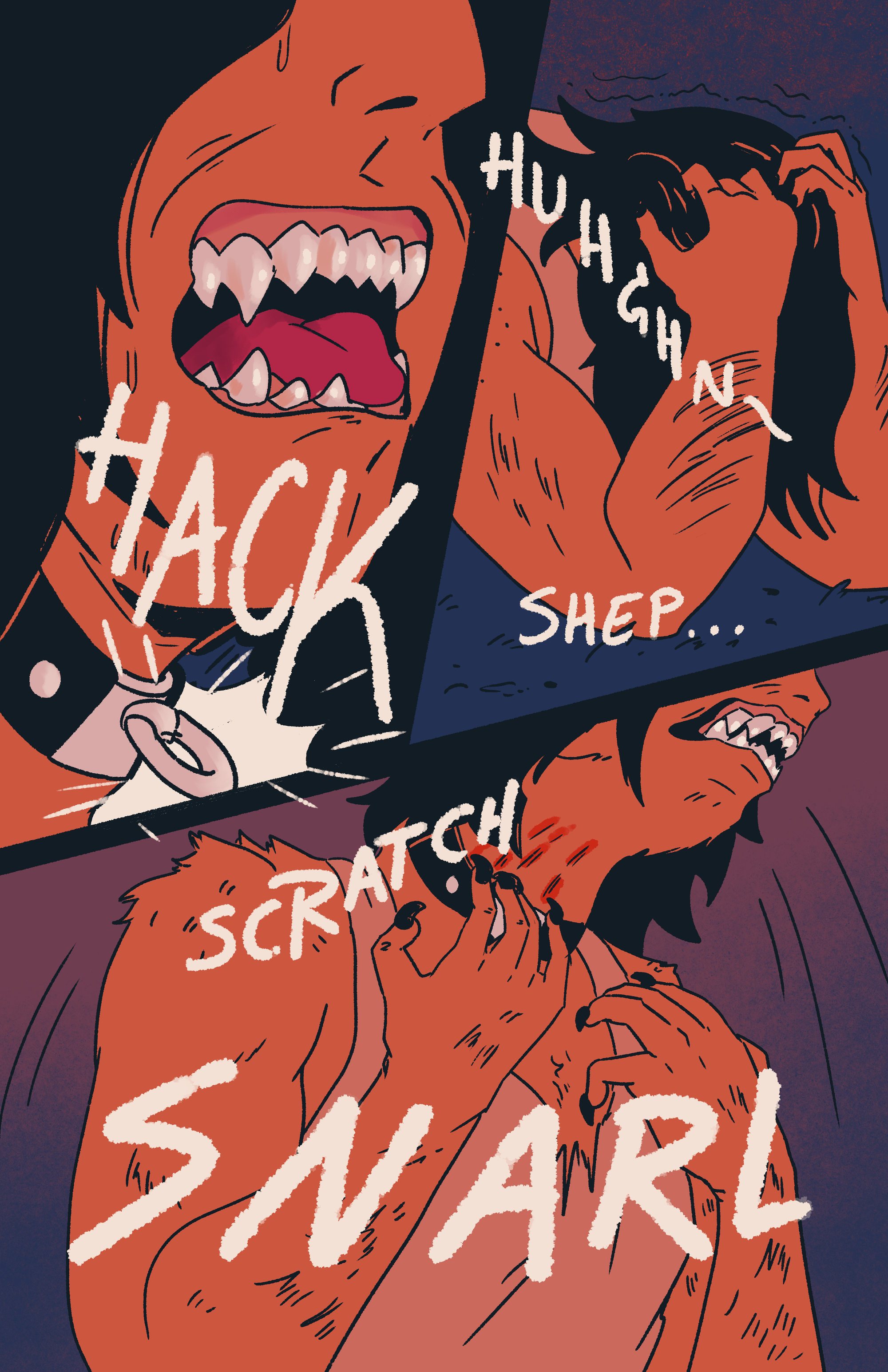 Wayne scratches at the collar around her neck, snarling and whimpering, she calls for Shep.