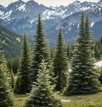 A tall white fir tree with silvery blue-green needles in a western mountain forest