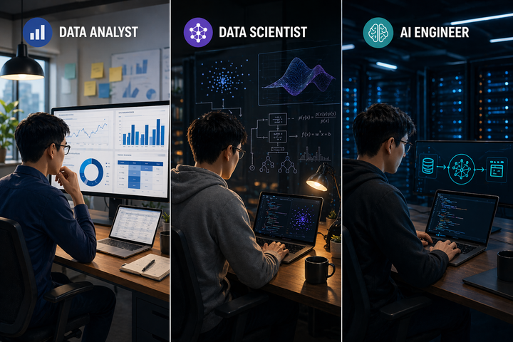 Data Analyst vs Data Scientist vs AI Engineer: สายไหนควรไป?