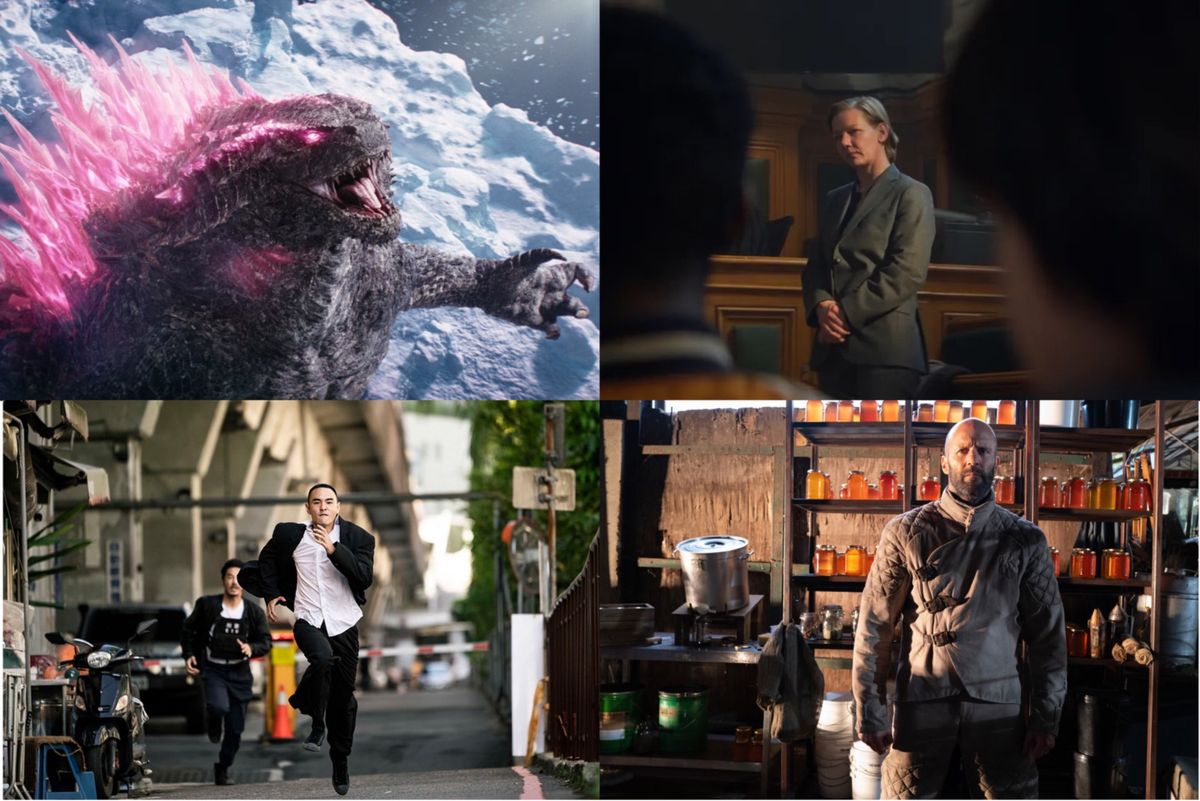 From top left clockwise: Godzilla x Kong: The New Empire; Anatomy Of A Fall; The Beekeeper; The Pig, The Snake And The Pigeon