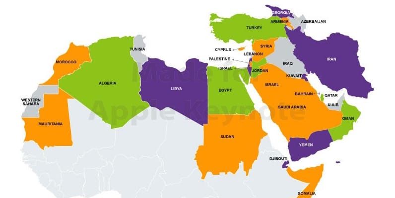 Map of Middle East region 