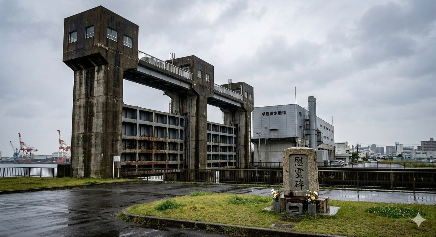 尻無川水門及「慰靈碑」
