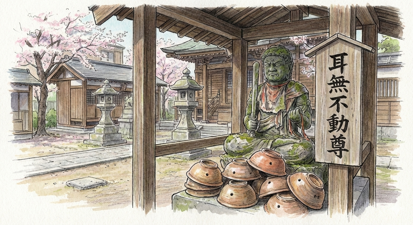 三峯神社境内にある「耳無不動尊」。