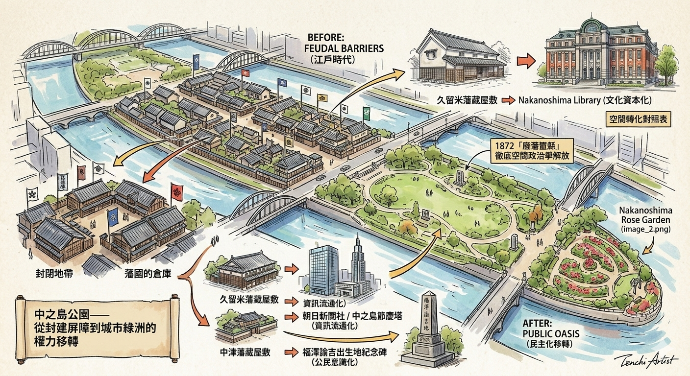 中之島公園——從封建屏障到城市綠洲的權力移轉