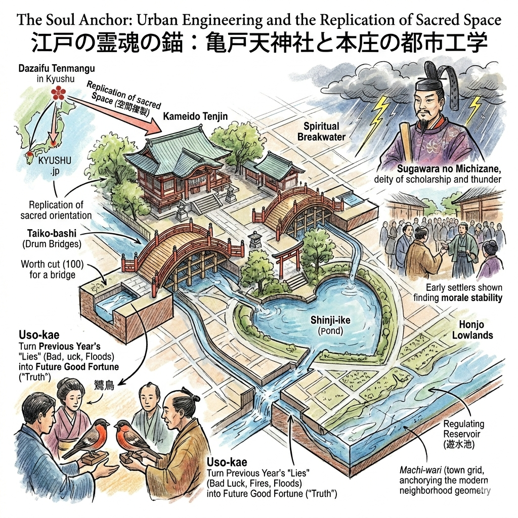 El Ancla Espiritual: Ingeniería Urbana en el Santuario Kameido Tenjin
