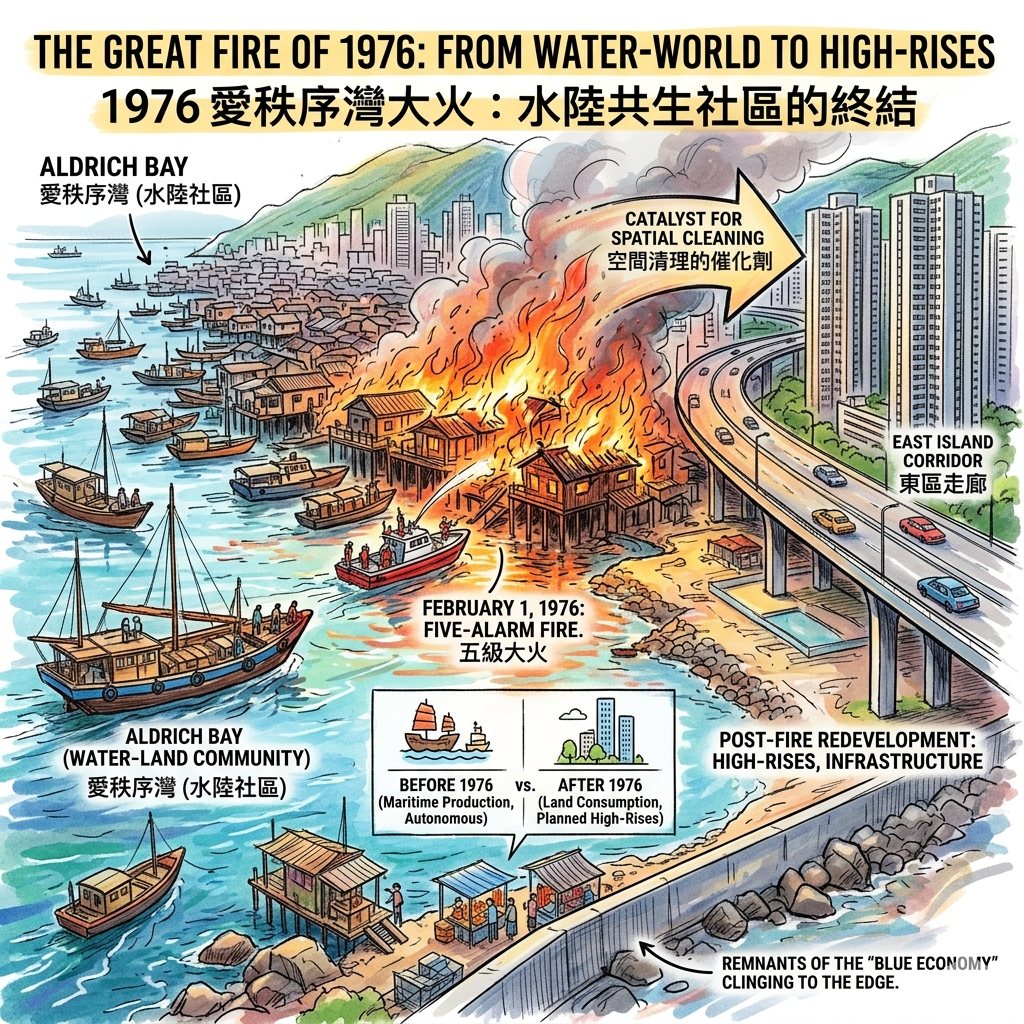 L'Élimination du "Symbiotisme" : Le Grand Incendie de 1976 et la Fin d'Aldrich Bay