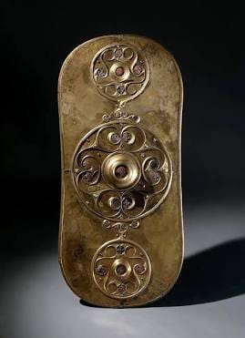 The Battersea Shield, held in the British Museum's collection, is a Celtic ritual object that sank to the bed of the River Thames. Source: London Museum