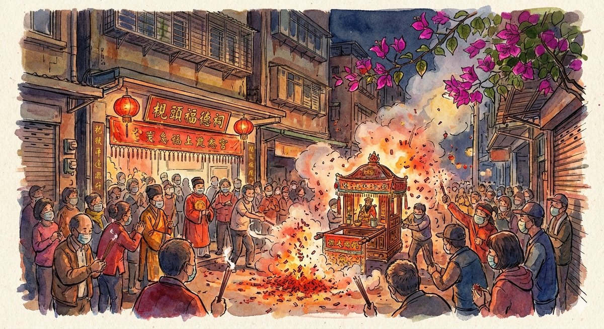 梘頭福德祠 元宵節的「夜弄土地公」儀式