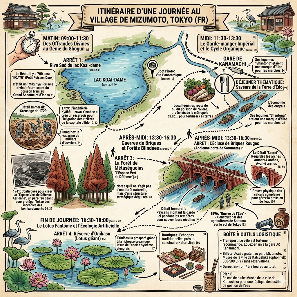 Itinéraire d'une journée au village de Mizumoto, à Tokyo