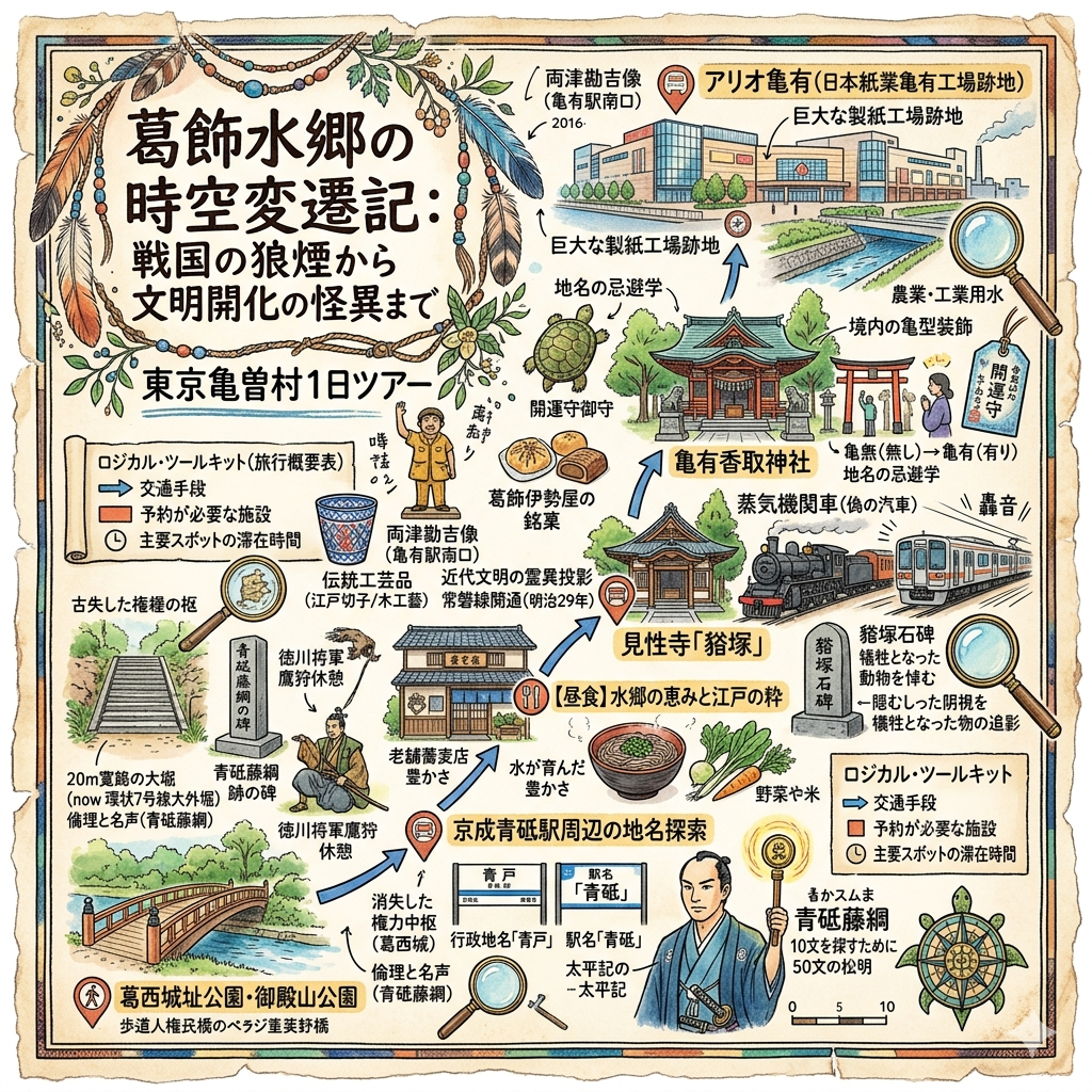 (JPN) 亀有散策ガイド：両さん像と曳舟川の水利歴史を辿る下町物語