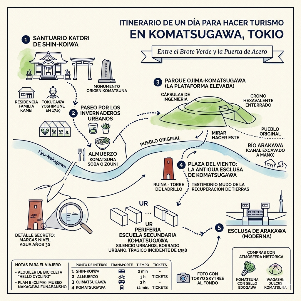 Itinerario de un día para hacer turismo en la ciudad de Komatsugawa, Tokio