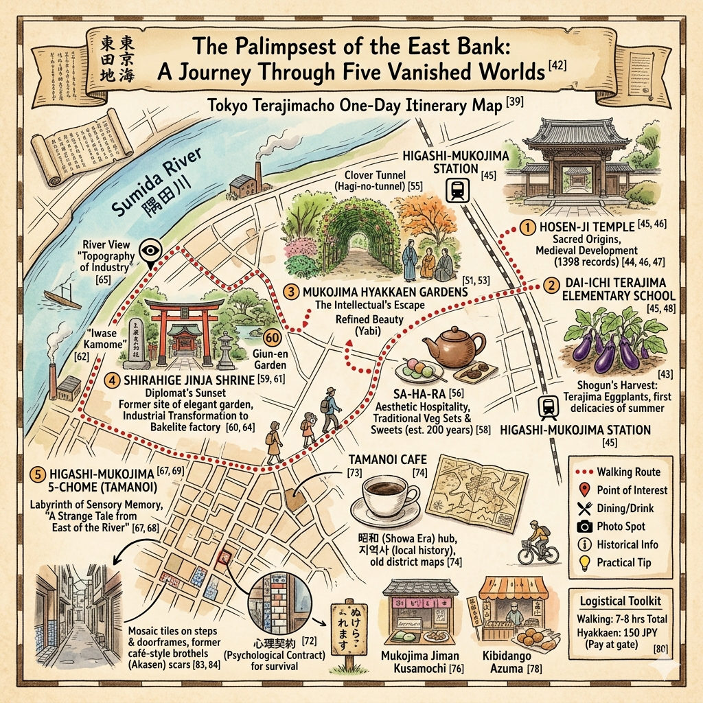 Tokyo Terajimacho one-day itinerary.