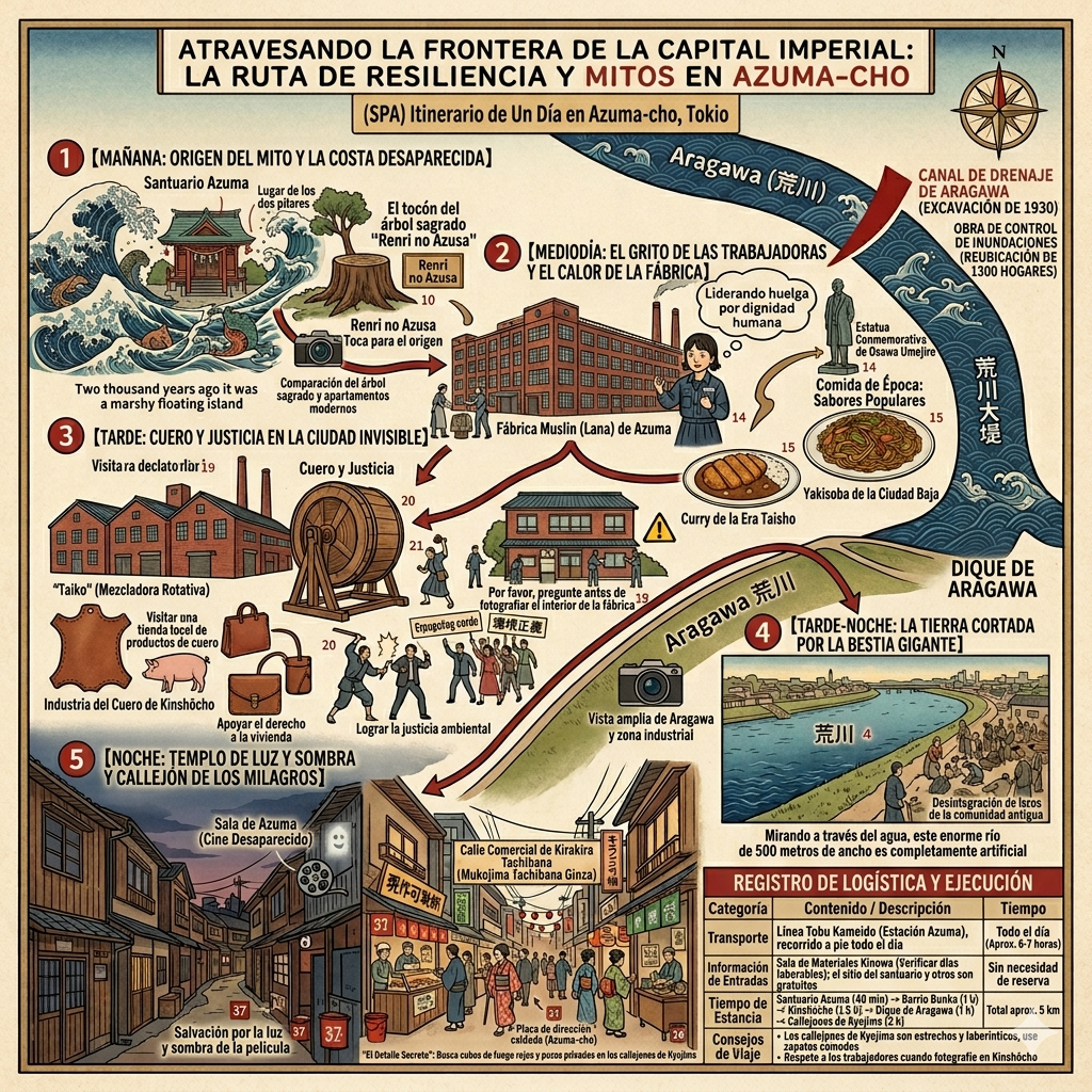 Itinerario de un día para explorar Azuma-cho, Tokio