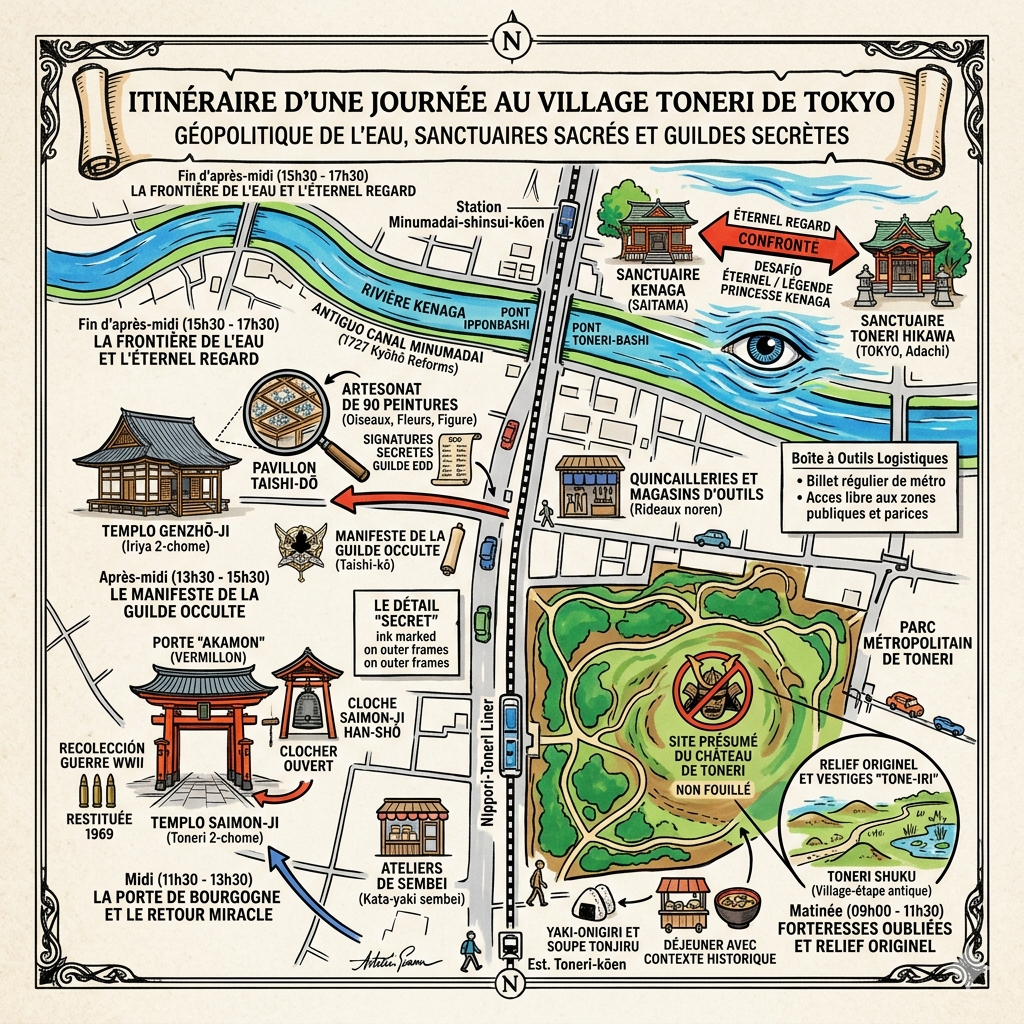 Itinéraire d'une excursion d'une journée au village Toneri de Tokyo