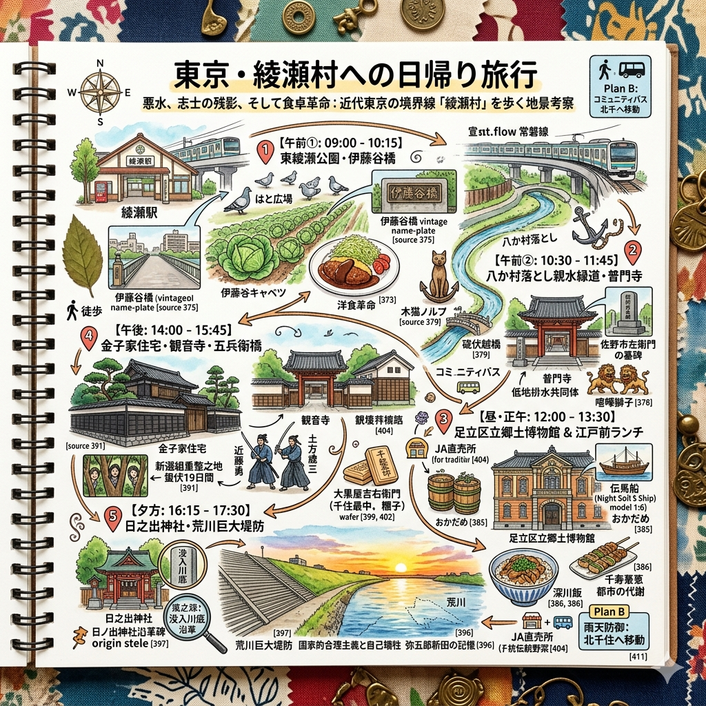 東京・綾瀬村への日帰り旅行