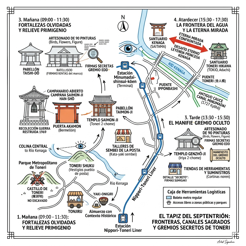 Itinerario de la excursión de un día al pueblo Toneri de Tokio