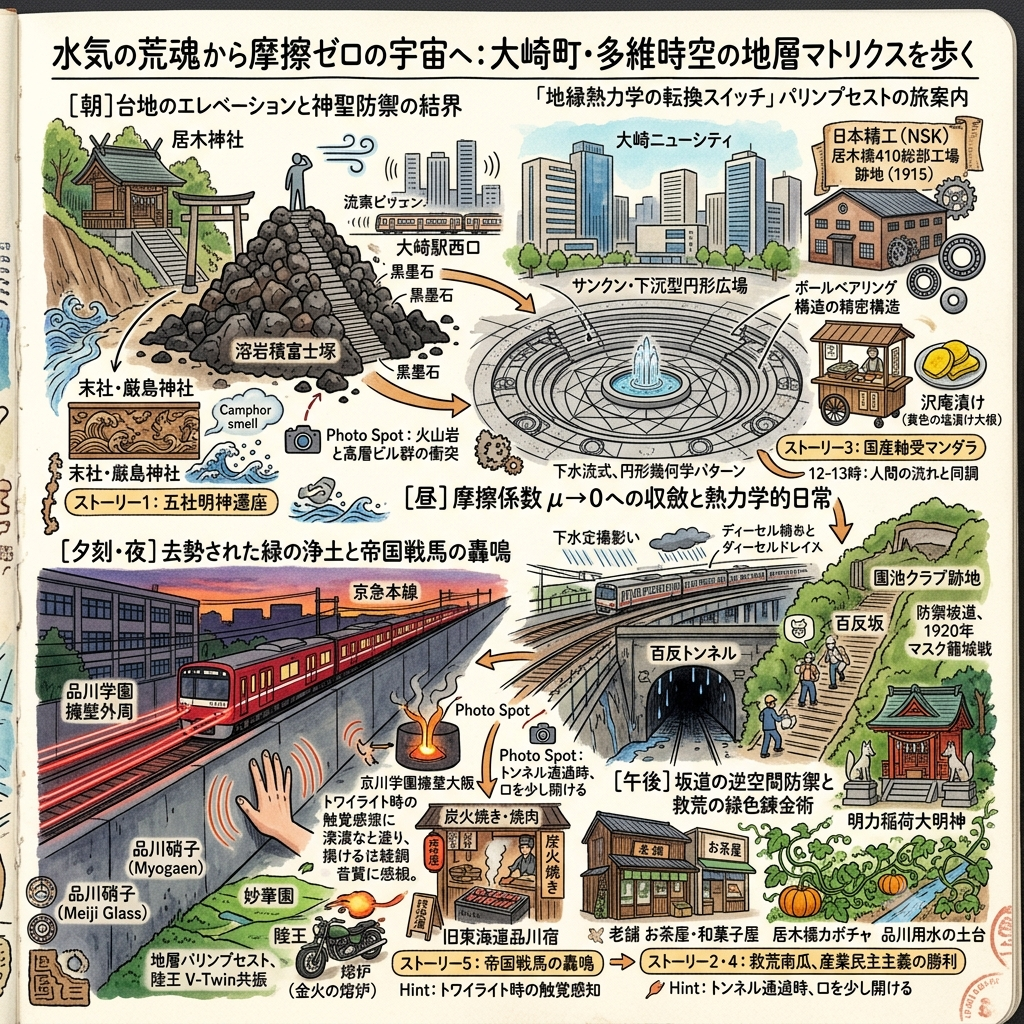 水気の荒魂から摩擦ゼロの宇宙へ：大崎町・多維時空の地層マトリクスを歩く