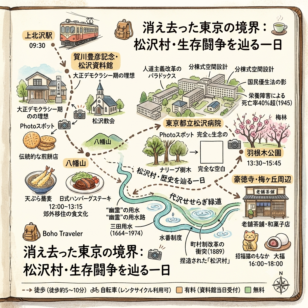 近代化の光と影：消え去った東京の境界・松沢村の生存闘争を辿る一日