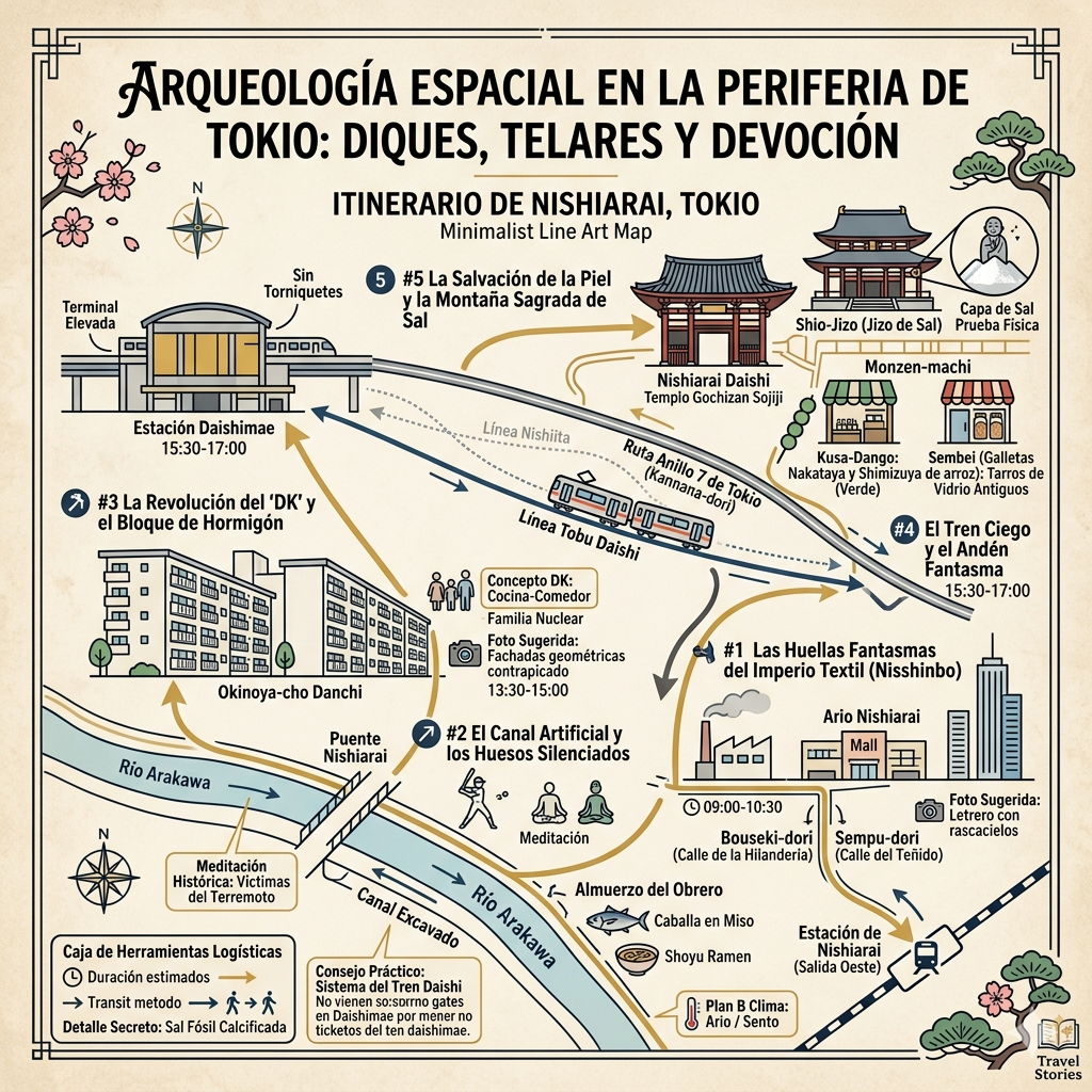 Diques, Telares y Devoción_ Una Arqueología Espacial en la Periferia de Tokio