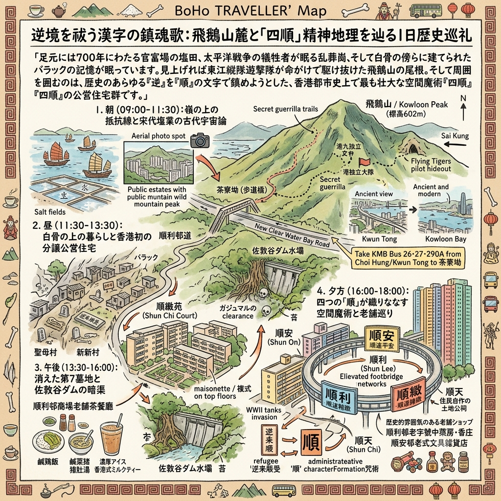 逆境を祓う漢字の鎮魂歌：飛鵝山麓と「四順」精神地理を辿る1日歴史巡礼