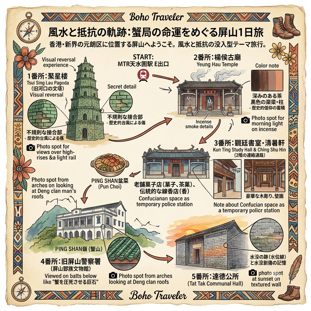 風水と抵抗の軌跡：蟹局の命運をめぐる屏山1日旅