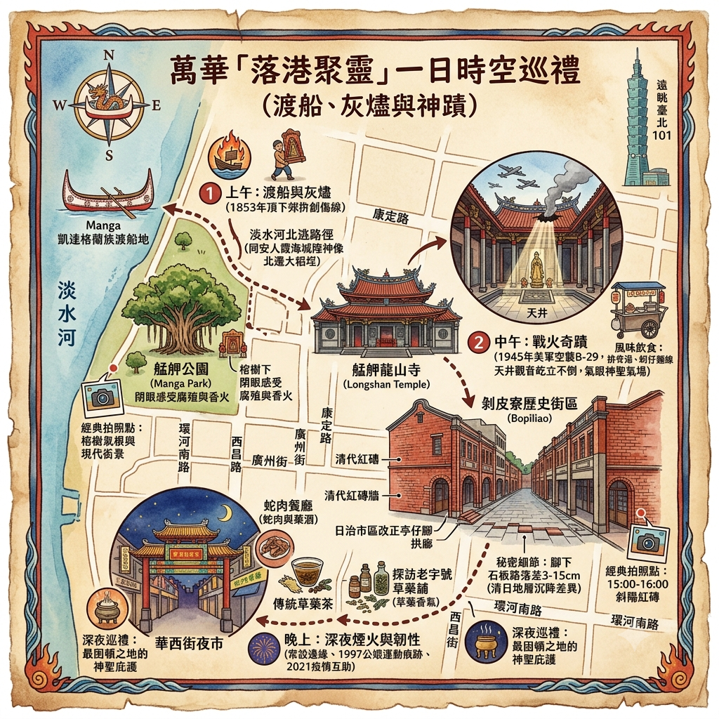 渡船、灰燼與神蹟：萬華「落港聚靈」一日時空巡禮