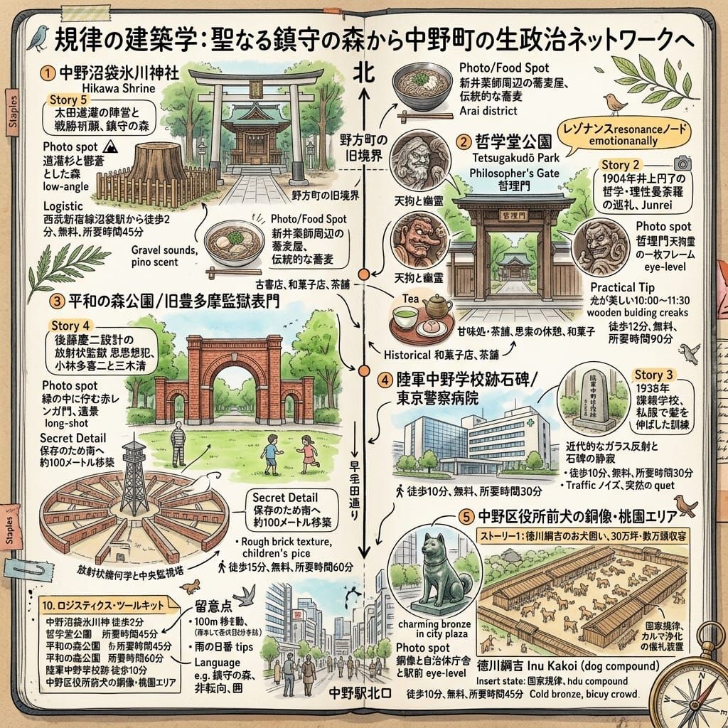 規律の建築学：聖なる鎮守の森から中野町の生政治ネットワークへ