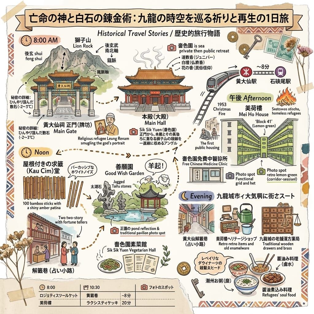 亡命の神と白石の錬金術：九龍の時空を巡る祈りと再生の1日旅