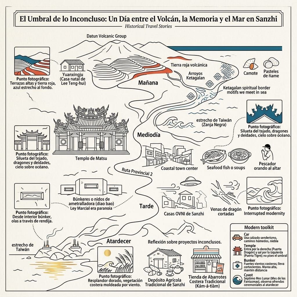 El Umbral de lo Inconcluso_ Un Día entre el Volcán, la Memoria y el Mar en Sanzhi