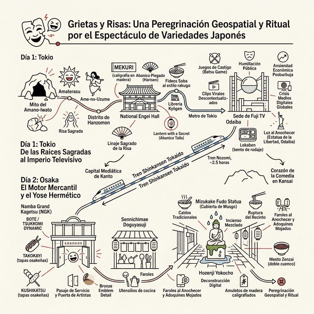 Grietas y Risas_ Una Peregrinación Geospatial y Ritual por el Espectáculo de Variedades Japonés
