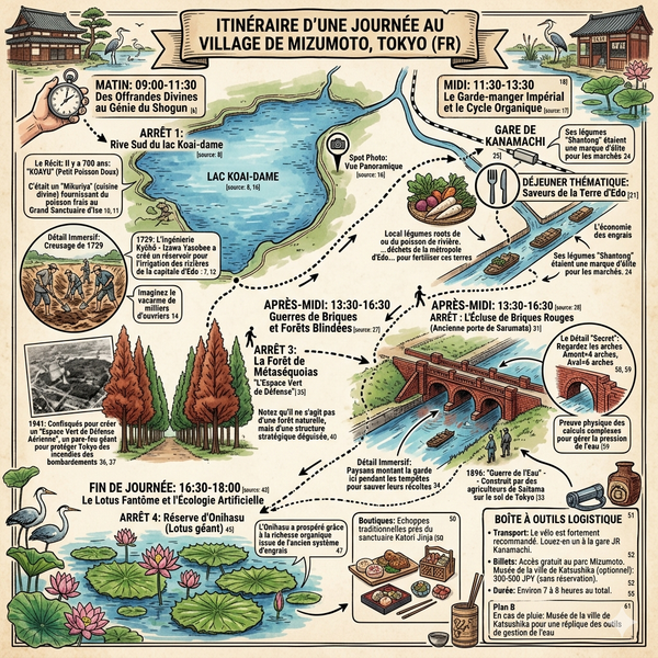 Itinéraire d'une journée au village de Mizumoto, à Tokyo