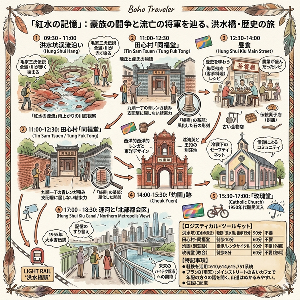 香港紅水址日帰り旅行の旅程