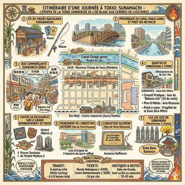 Itinéraire d'une journée à Tokyo Sunamachi
