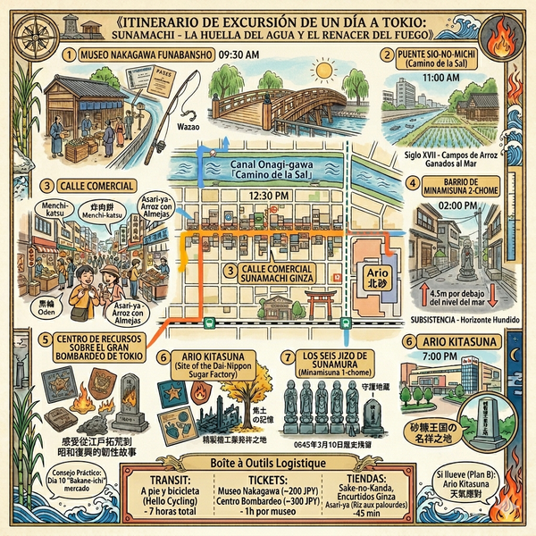 Itinerario de la excursión de un día a Tokio Sunamachi