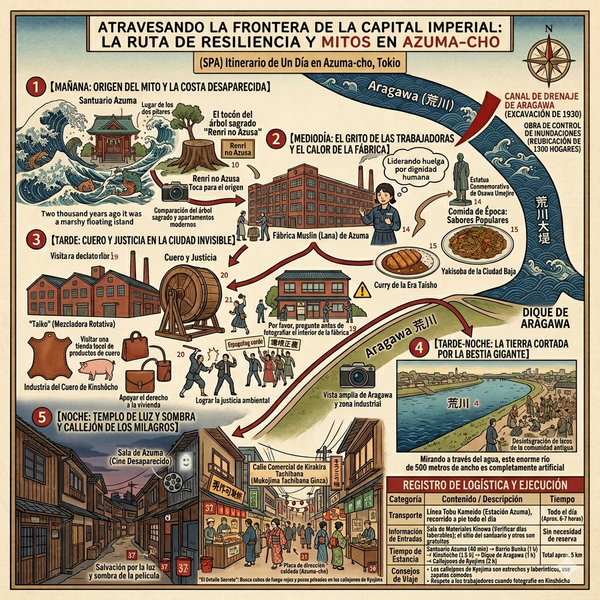 Itinerario de un día para explorar Azuma-cho, Tokio