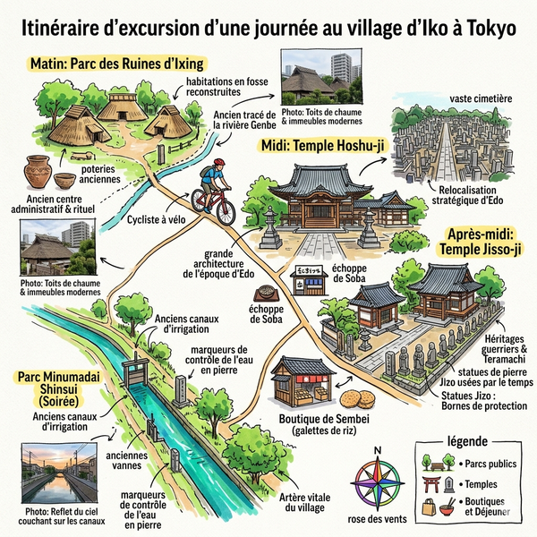 Itinéraire d'excursion d'une journée au village d'Iko à Tokyo