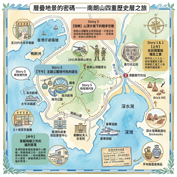 創意行程名稱：層疊地景的密碼——南朗山四重歷史皮層之旅